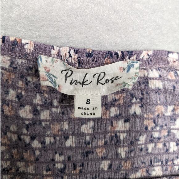 Pink Rose Tank Women's Small Purple Floral Halter Summer Boho EUC - Picture 6 of 9